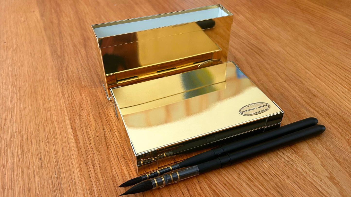 Travel brass paint box with water container