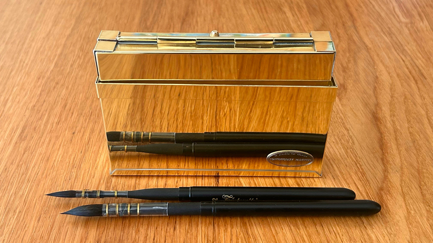 Travel brass paint box with water container