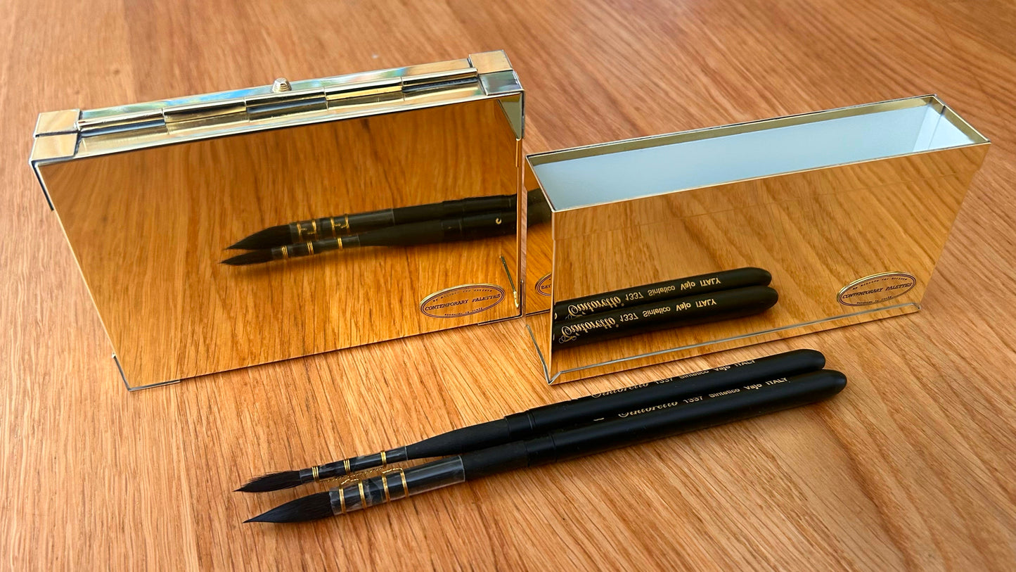 Travel brass paint box with water container
