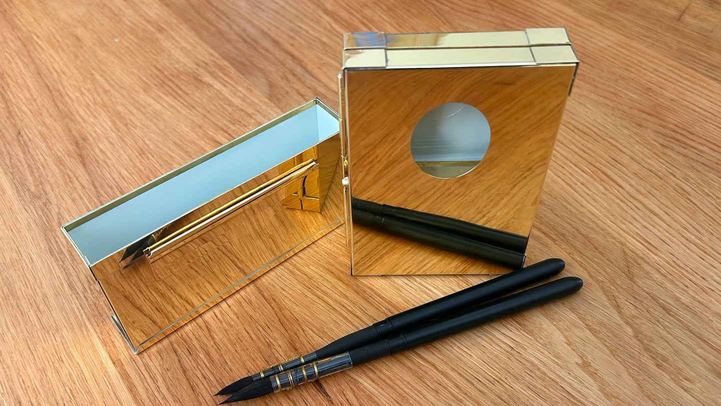 Travel brass paint box with water container